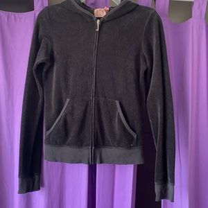 Black terry zipper hoodie